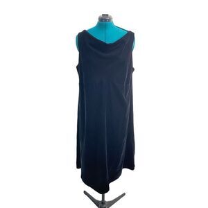 Jaclyn Smith Classic Empire Waist Draped Neck Black Velvet Midi Dress Size 22W